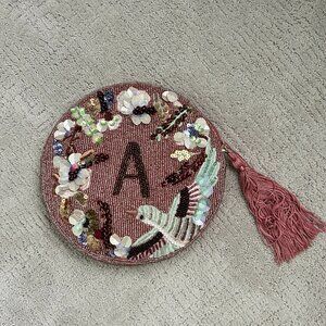 Anthropologie "A" Holiday Monogram Embellished Pouch